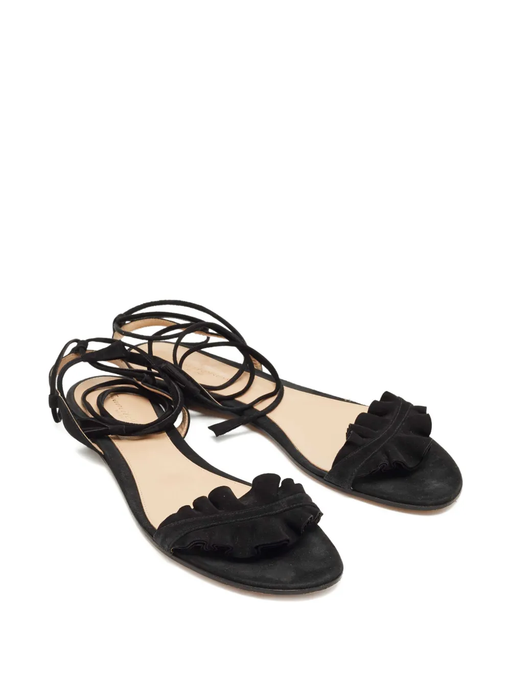 Gianvito Rossi 41 ruffles ankle-tie sandals - Zwart
