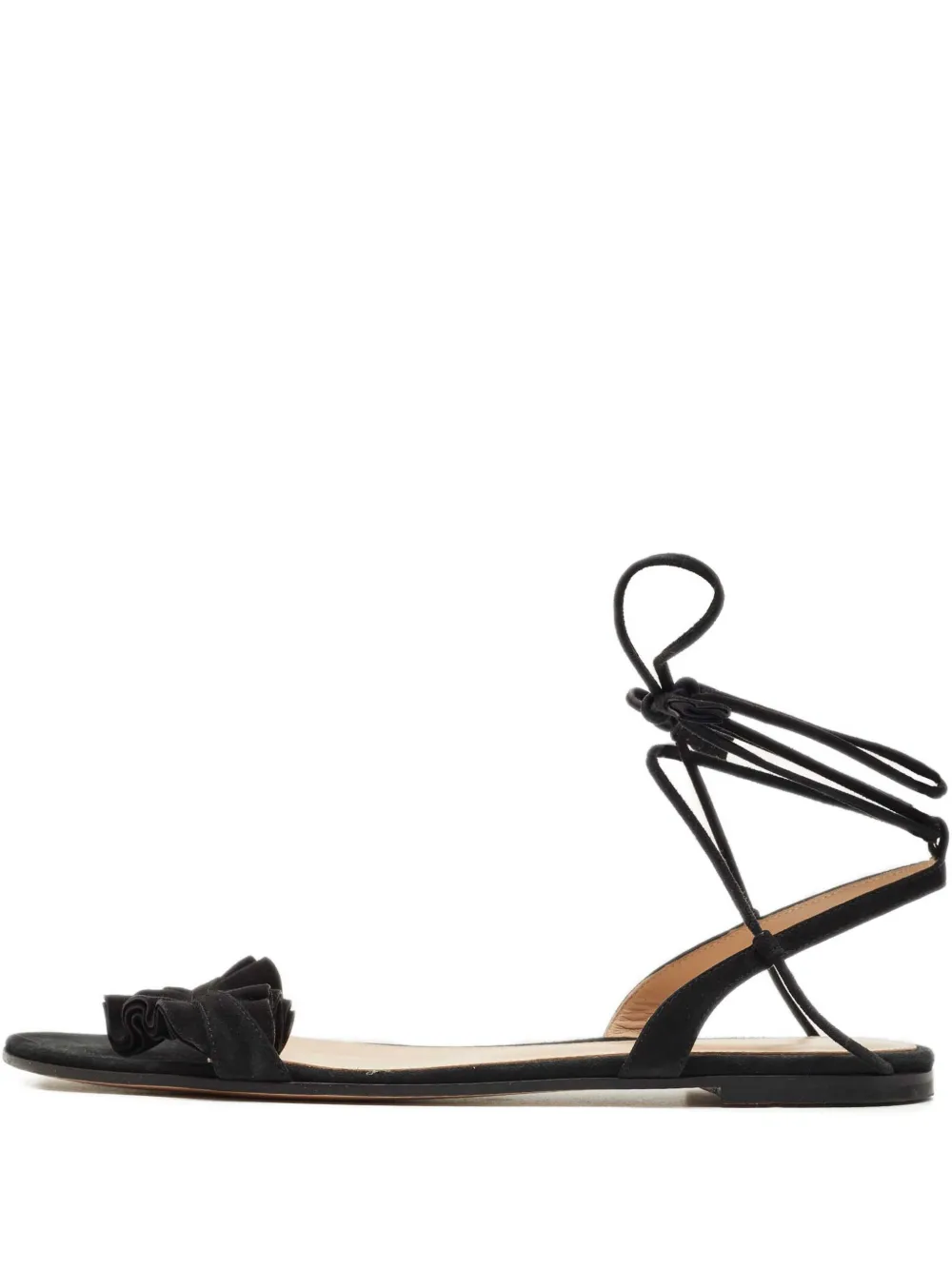 Gianvito Rossi 41 ruffles ankle-tie sandals - Schwarz
