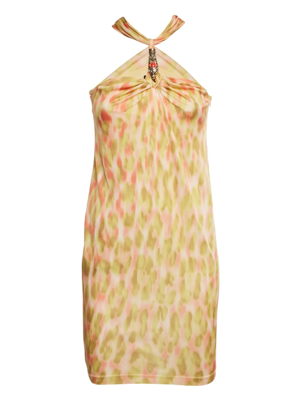 Cavalli Class halterneck printed mini dress - Toni neutri