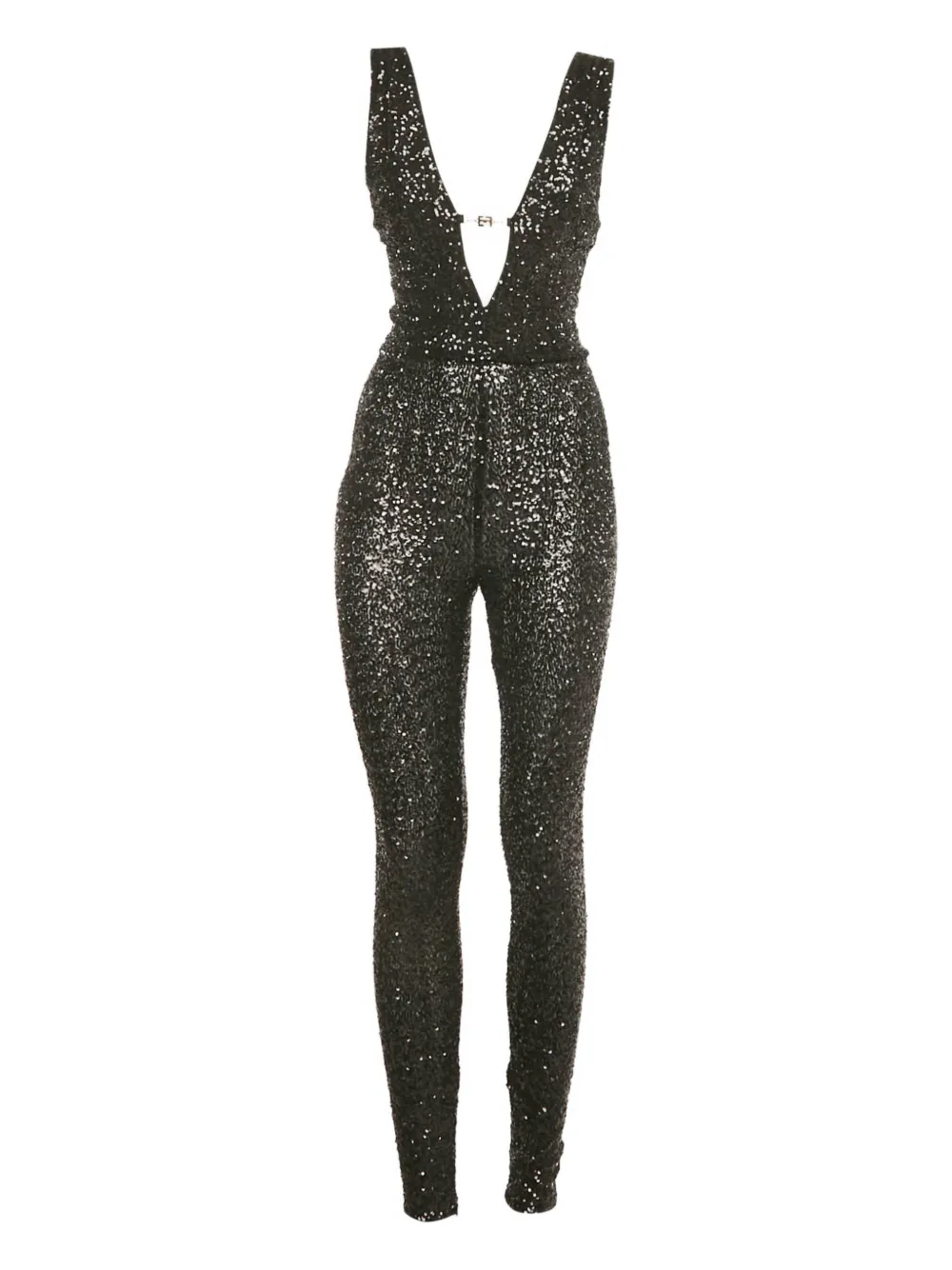 Elisabetta Franchi sequin-embellished plunge-neck jumpsuit - Nero