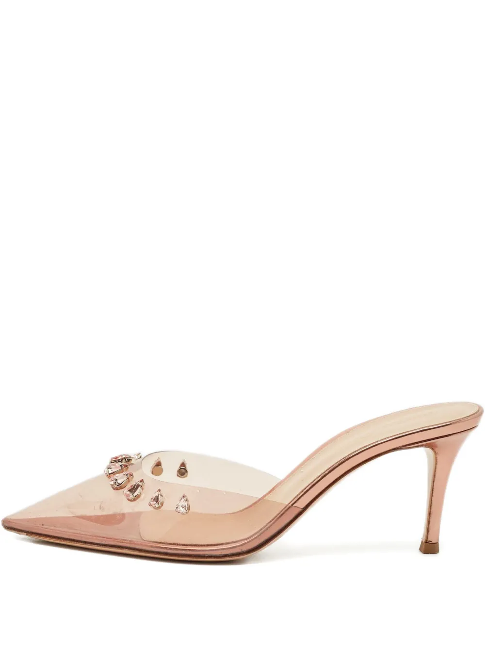 Gianvito Rossi Plexi crystal-embellished heeled mules - Nude