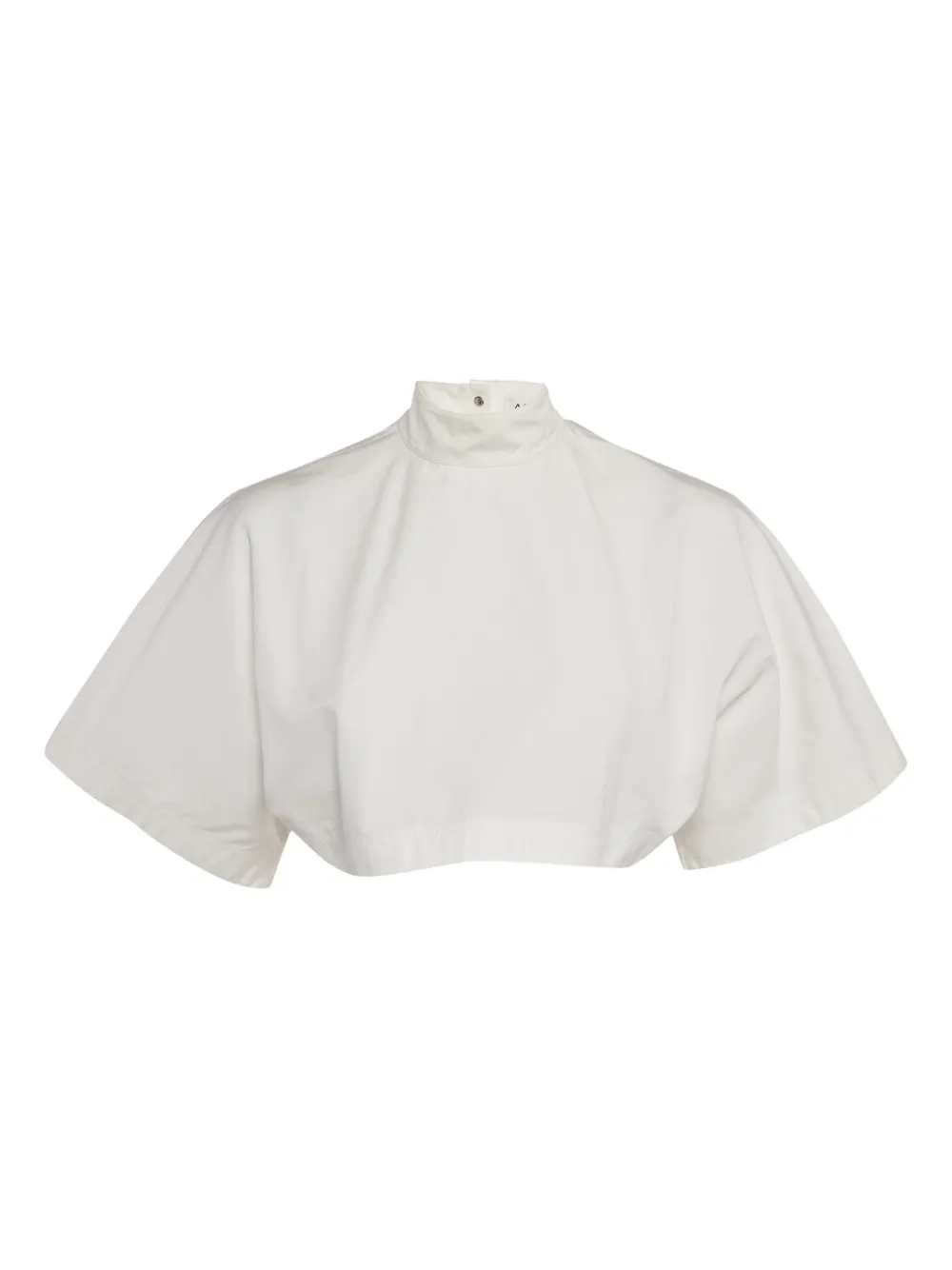 Pre-owned Alaïa Poplin High-neck Crop Top In White
