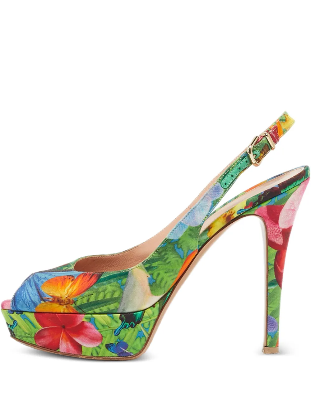 Gianvito Rossi flower slingback sandals - Verde