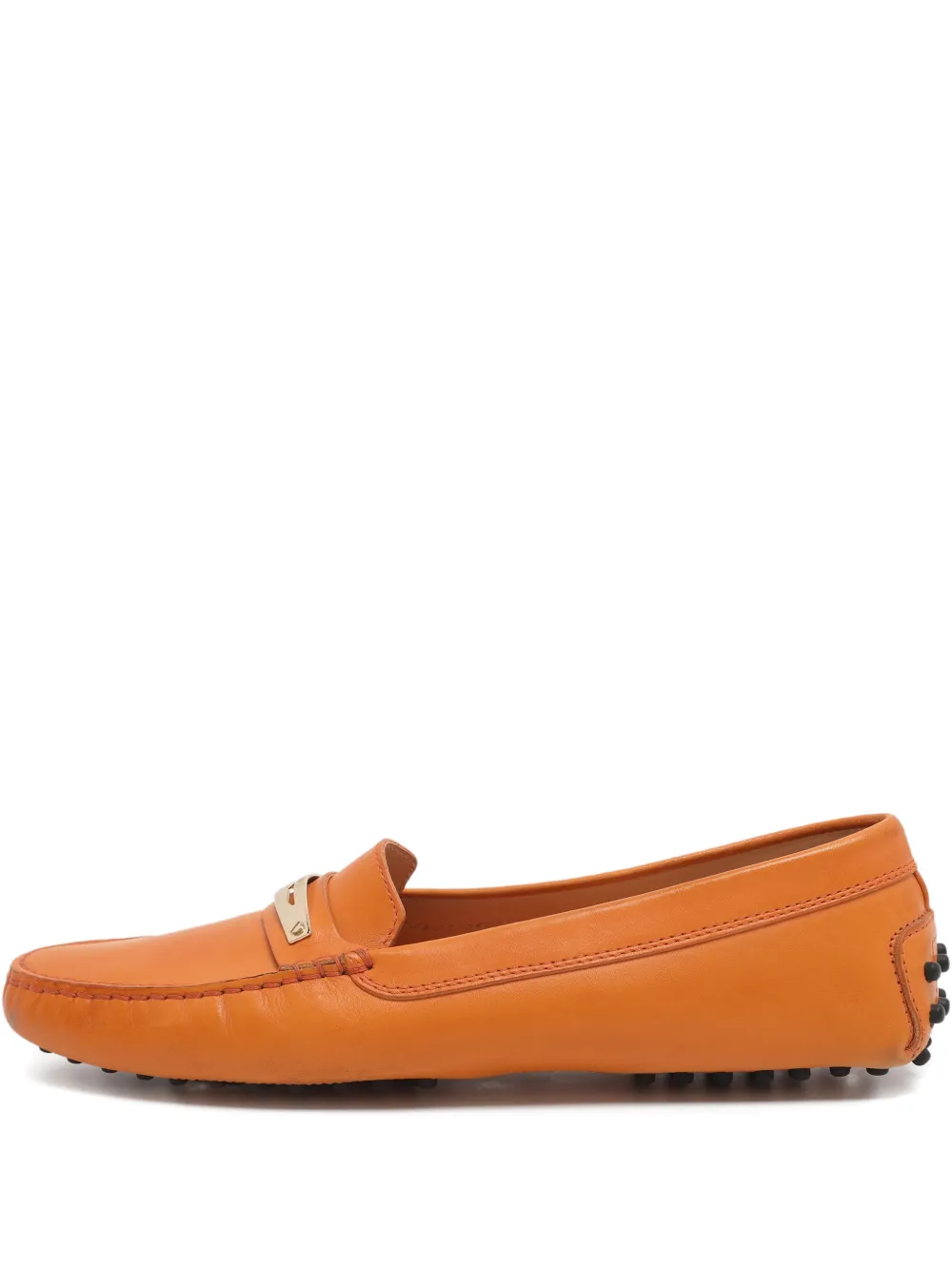 Tod's orange leather loafers