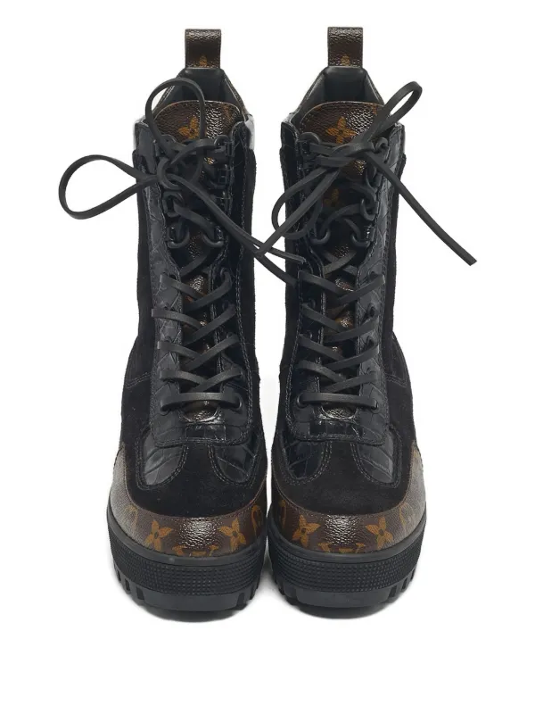 Louis Vuitton Pre-Owned Leather Monogram Ankle Boots | Black