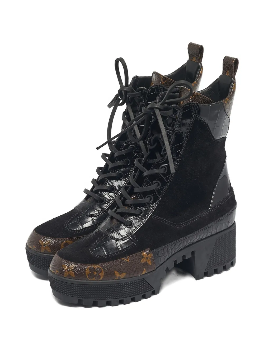 Louis Vuitton Pre-Owned leather monogram ankle boots - Zwart