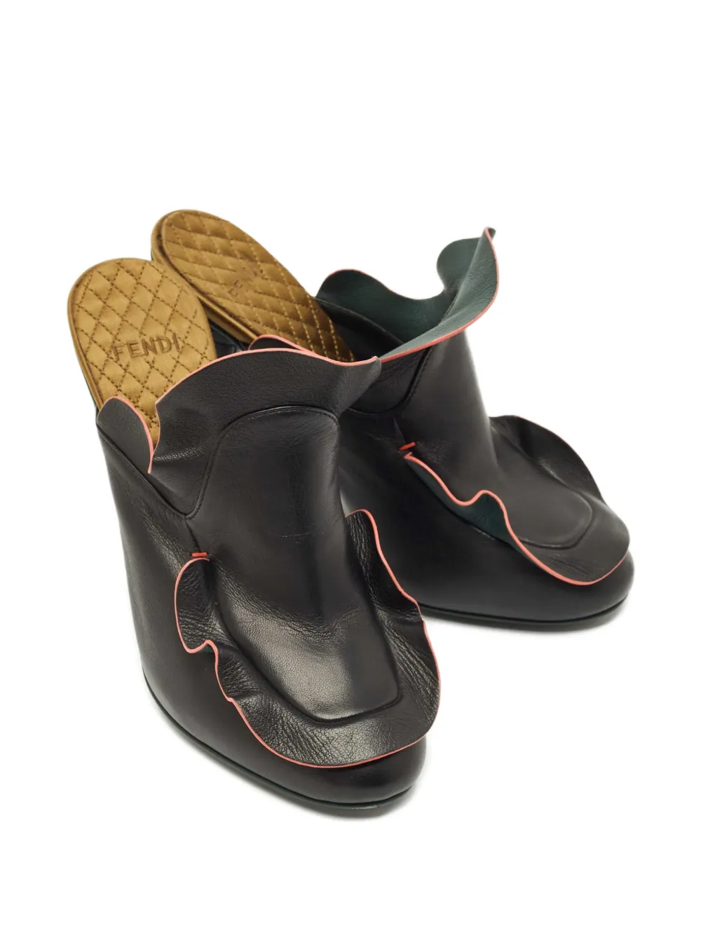 Fendi Pre-Owned ruffled leather sandals - Zwart