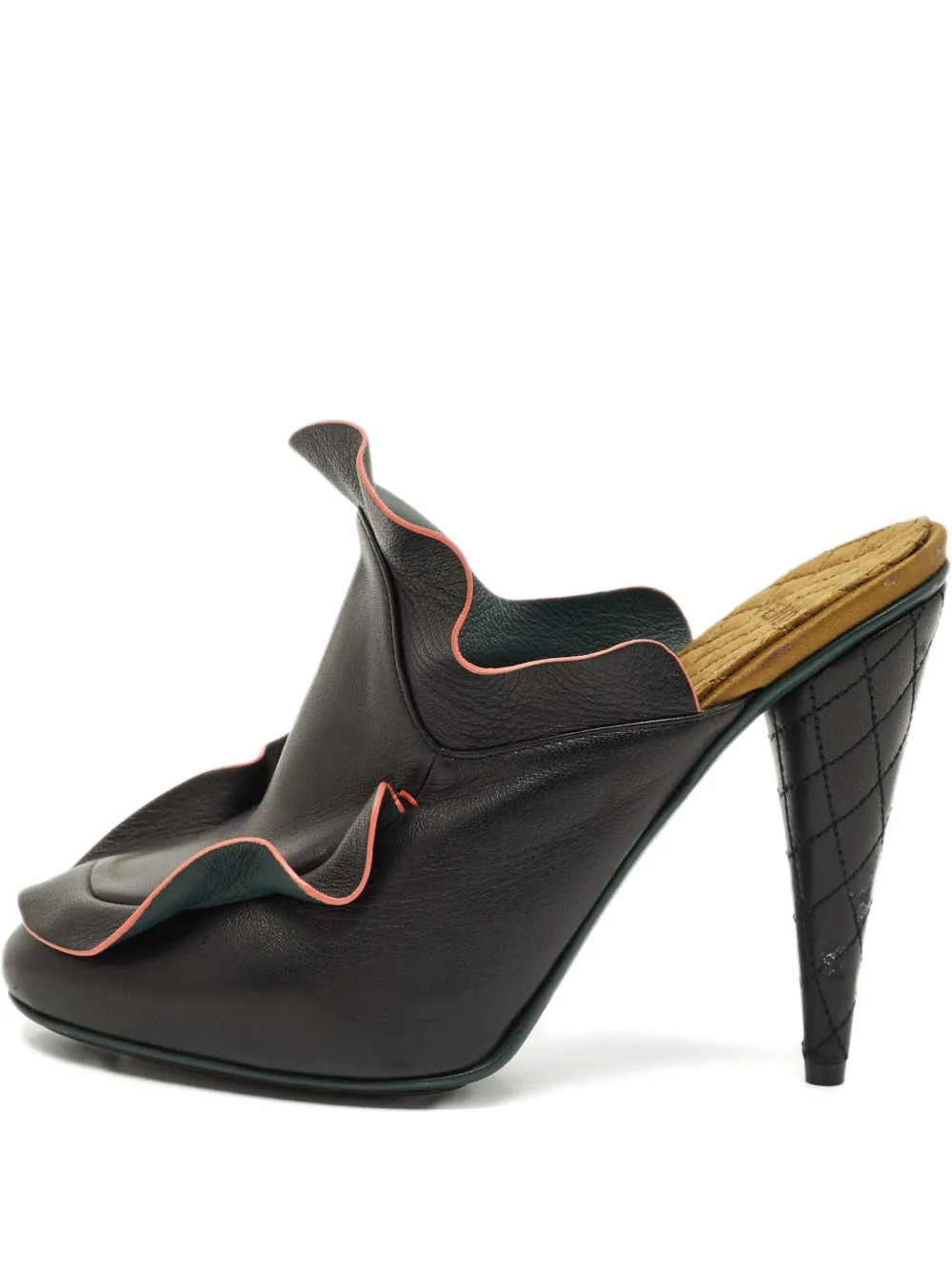 Fendi Pre-Owned ruffled leather sandals - Schwarz