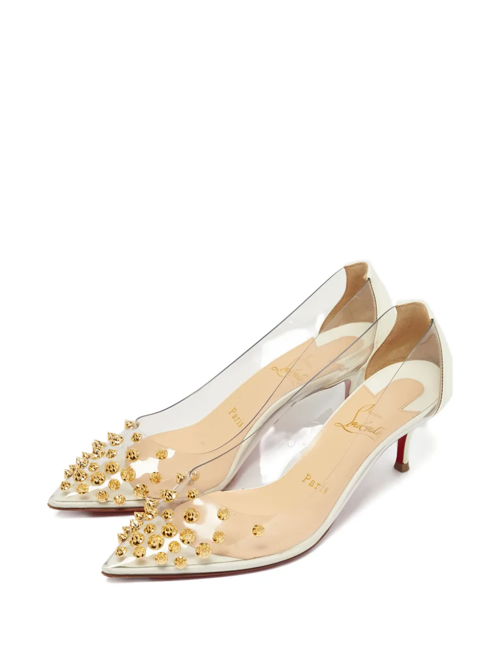 Christian Louboutin Pre-Owned Collaclou spiked transparent heeled pumps - Wit