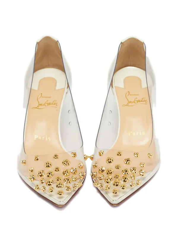 Christian Louboutin ベージュパンプス クリアヒール Christian Louboutin Pre-Owned Collaclou Spiked Transparent Heeled