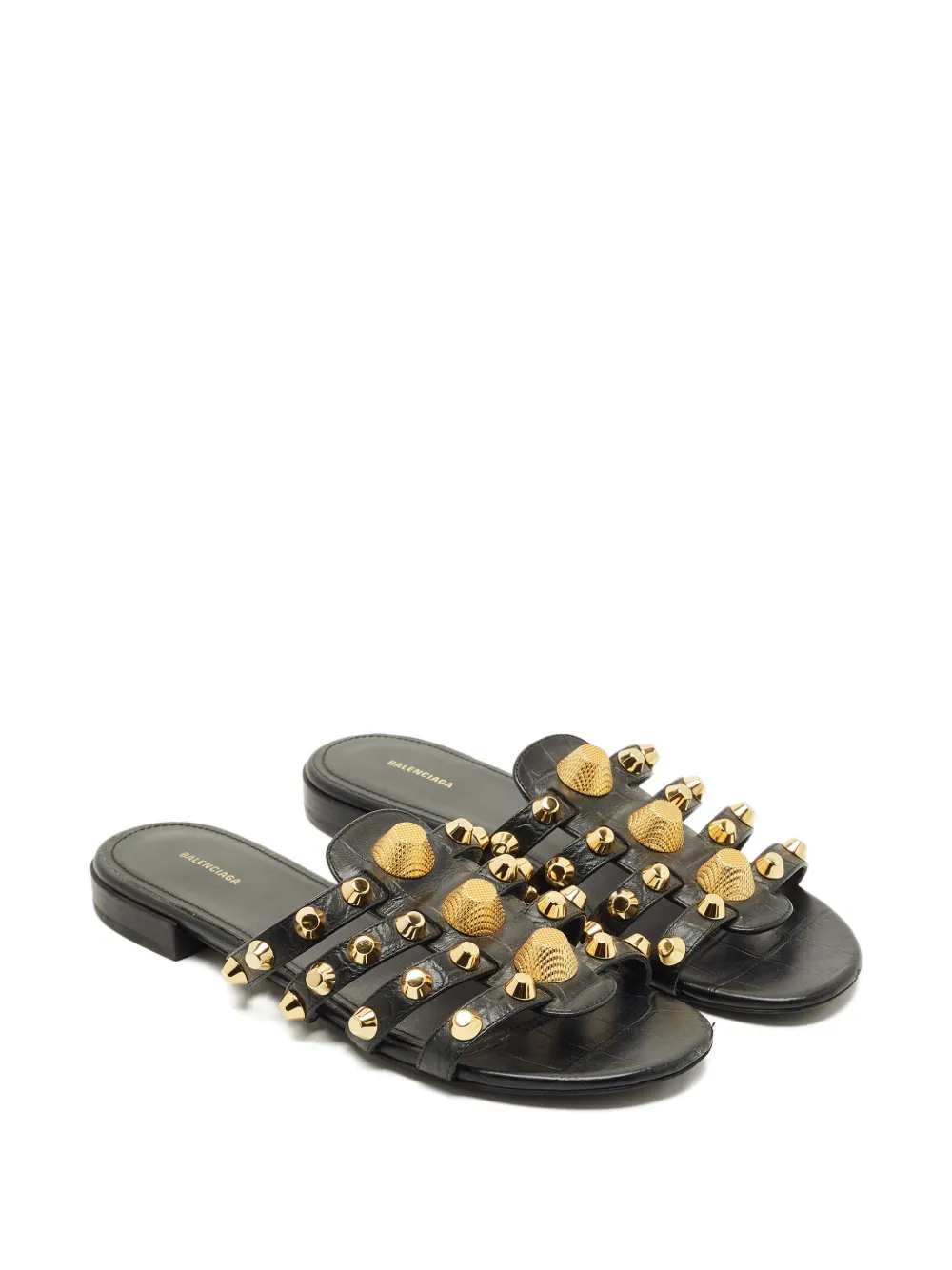 Balenciaga Pre-Owned Arena studded flat slides - Zwart