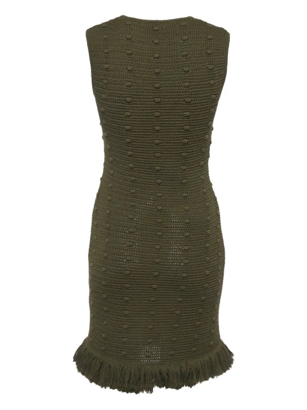 Bottega Veneta Pre-Owned Crochet fringe-trim Midi Dress | Green | FARFETCH  ID
