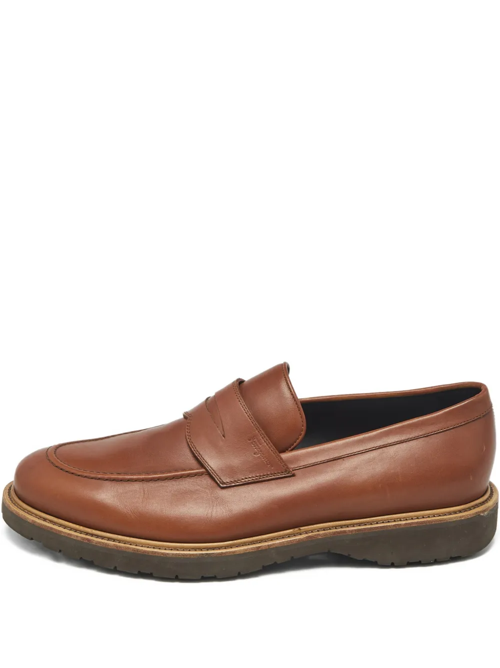 Ferragamo Pre-Owned leather penny loafers - Braun