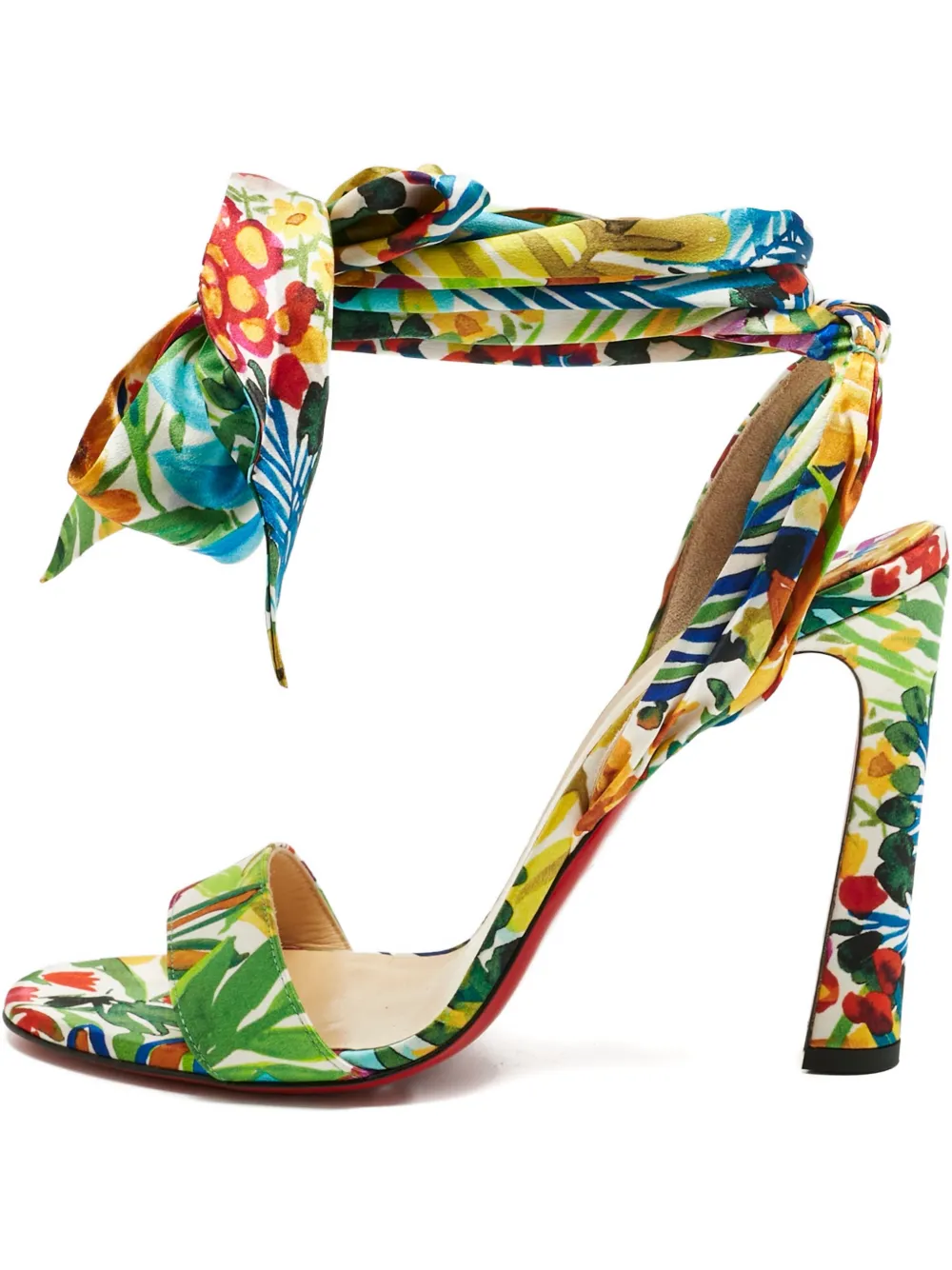 Christian Louboutin Pre-Owned Miss Z floral-print ankle-tie sandals - Grün