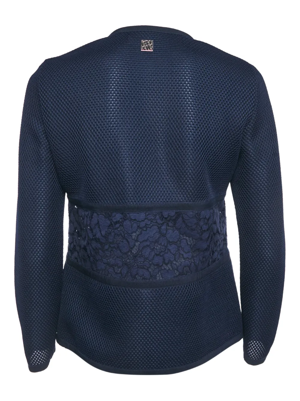 Pre-owned Carolina Herrera Lace-panelled Mesh Jacket In Blue