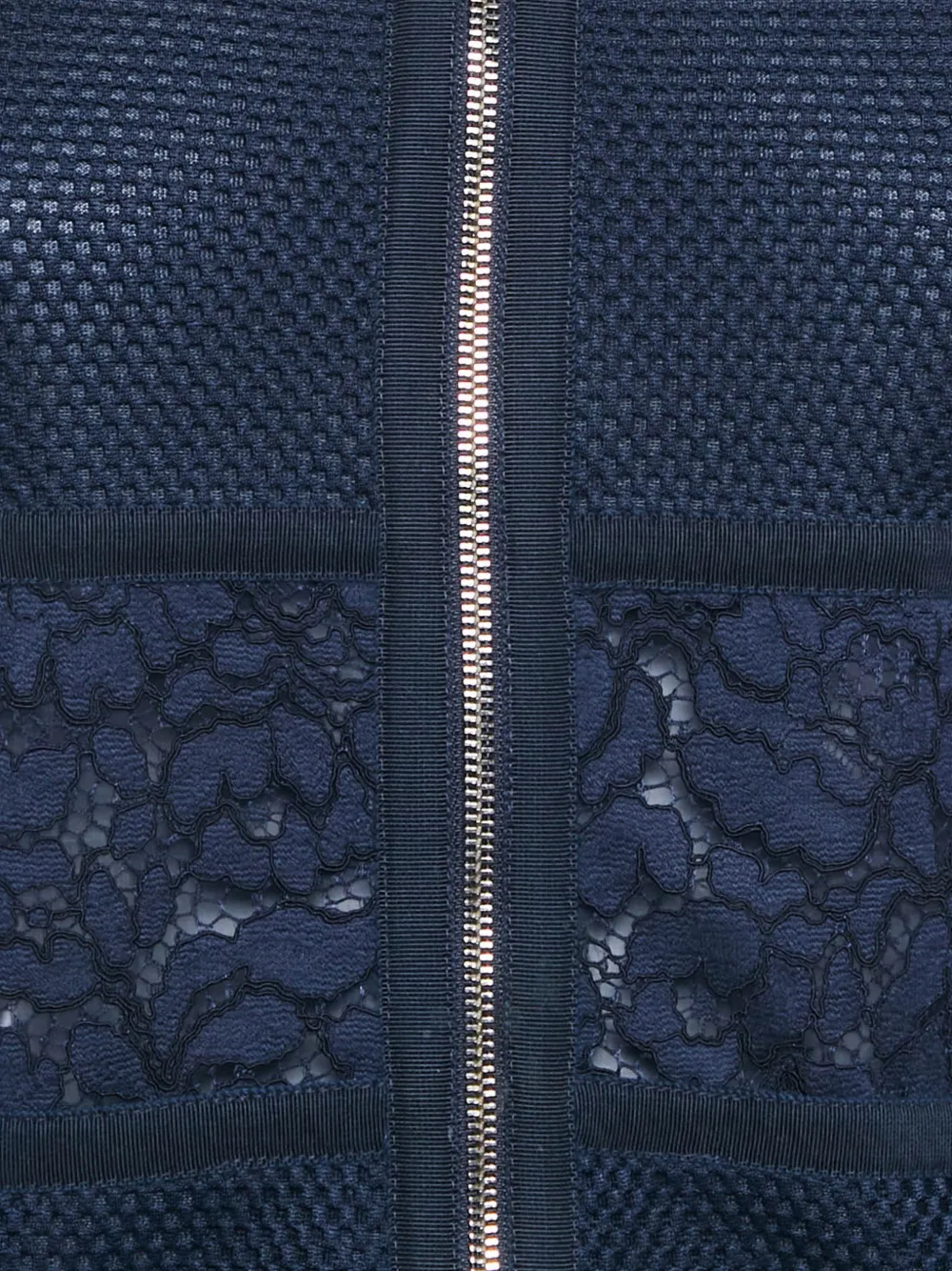 Pre-owned Carolina Herrera Lace-panelled Mesh Jacket In Blue