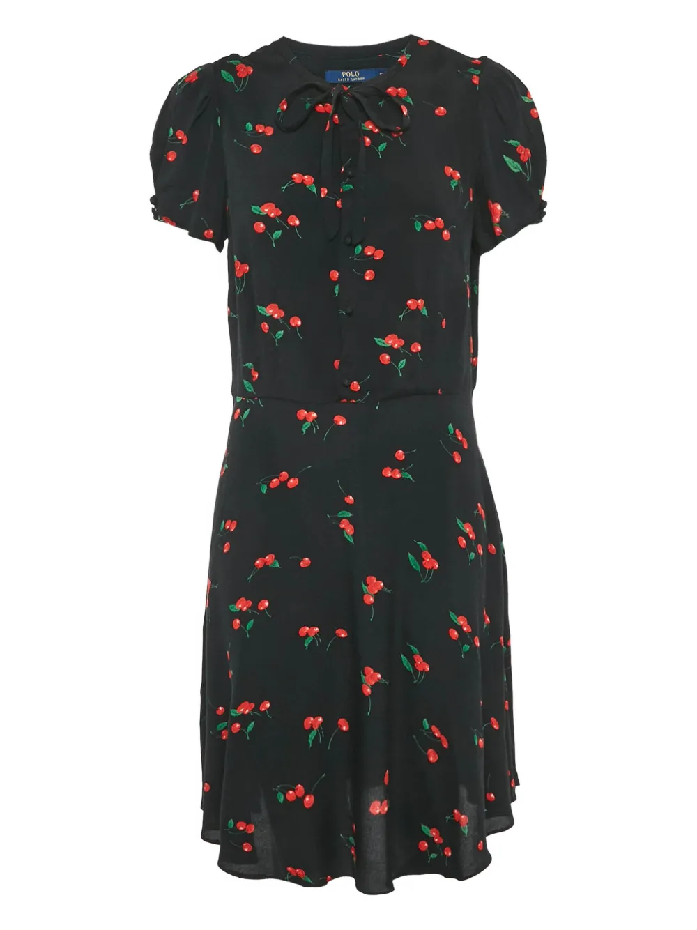 Polo Ralph Lauren Vintage cherries-print tie midi dress - Nero