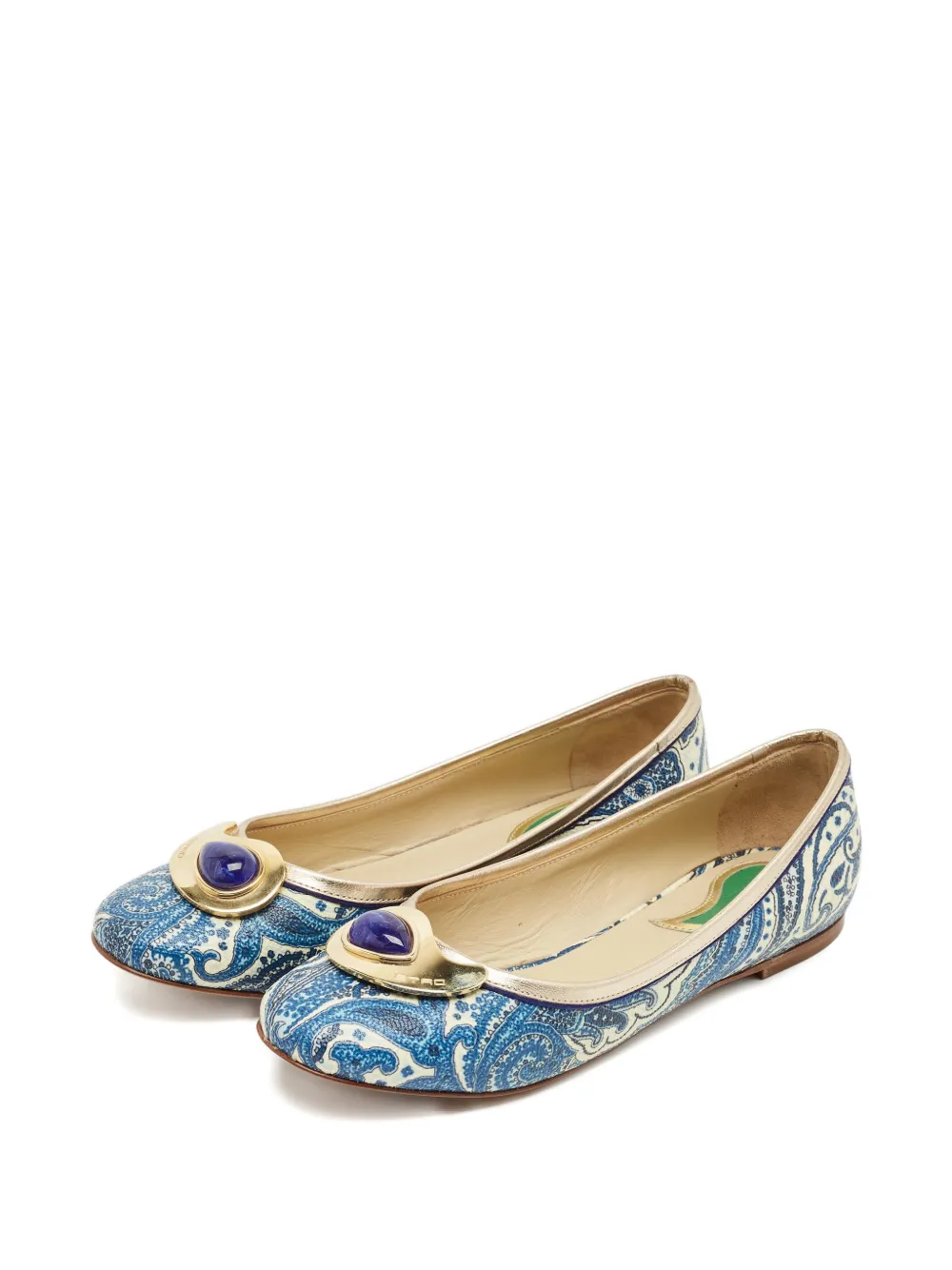 Etro Pre-Owned paisley coated ballet flats - Blauw