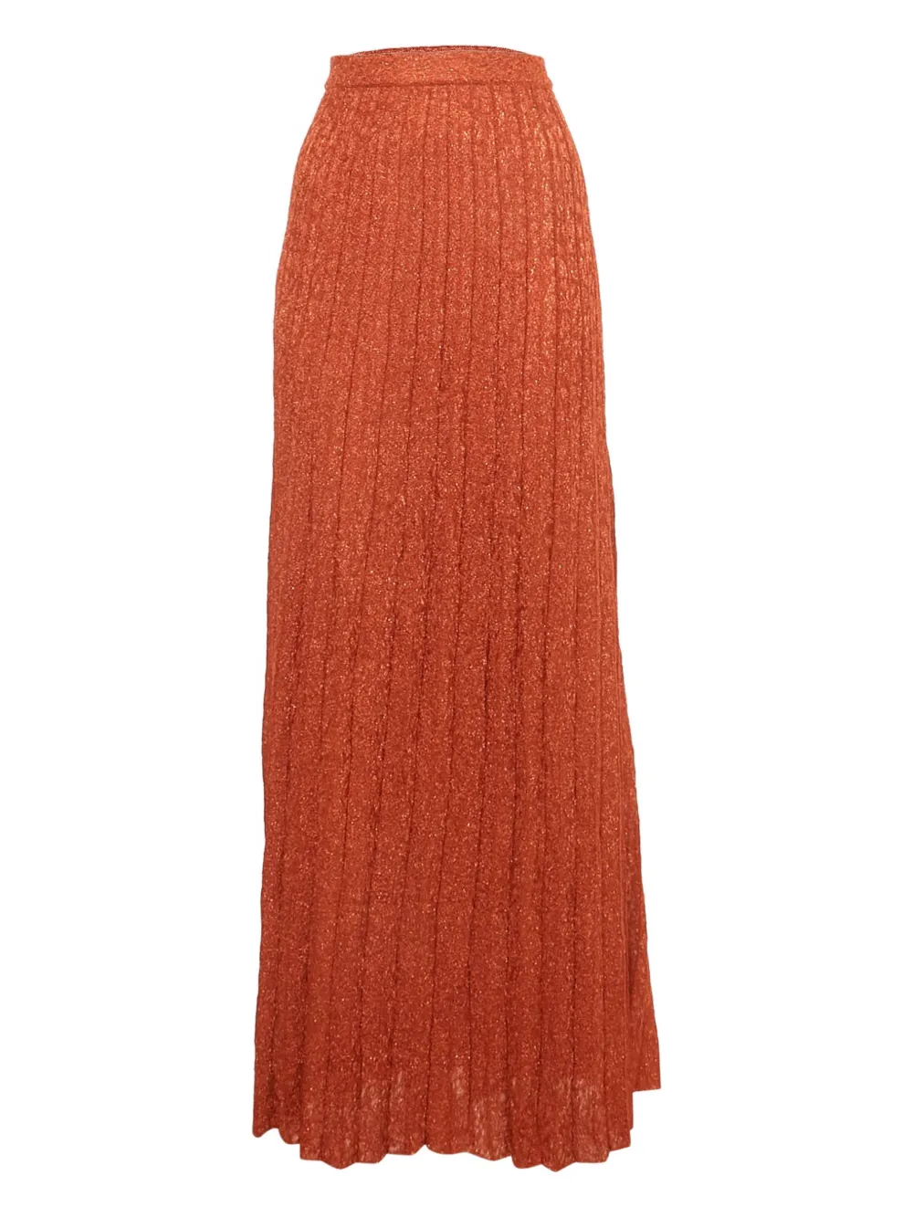 Pre-owned Missoni Ribbed-knit Maxi Skirt In Orange