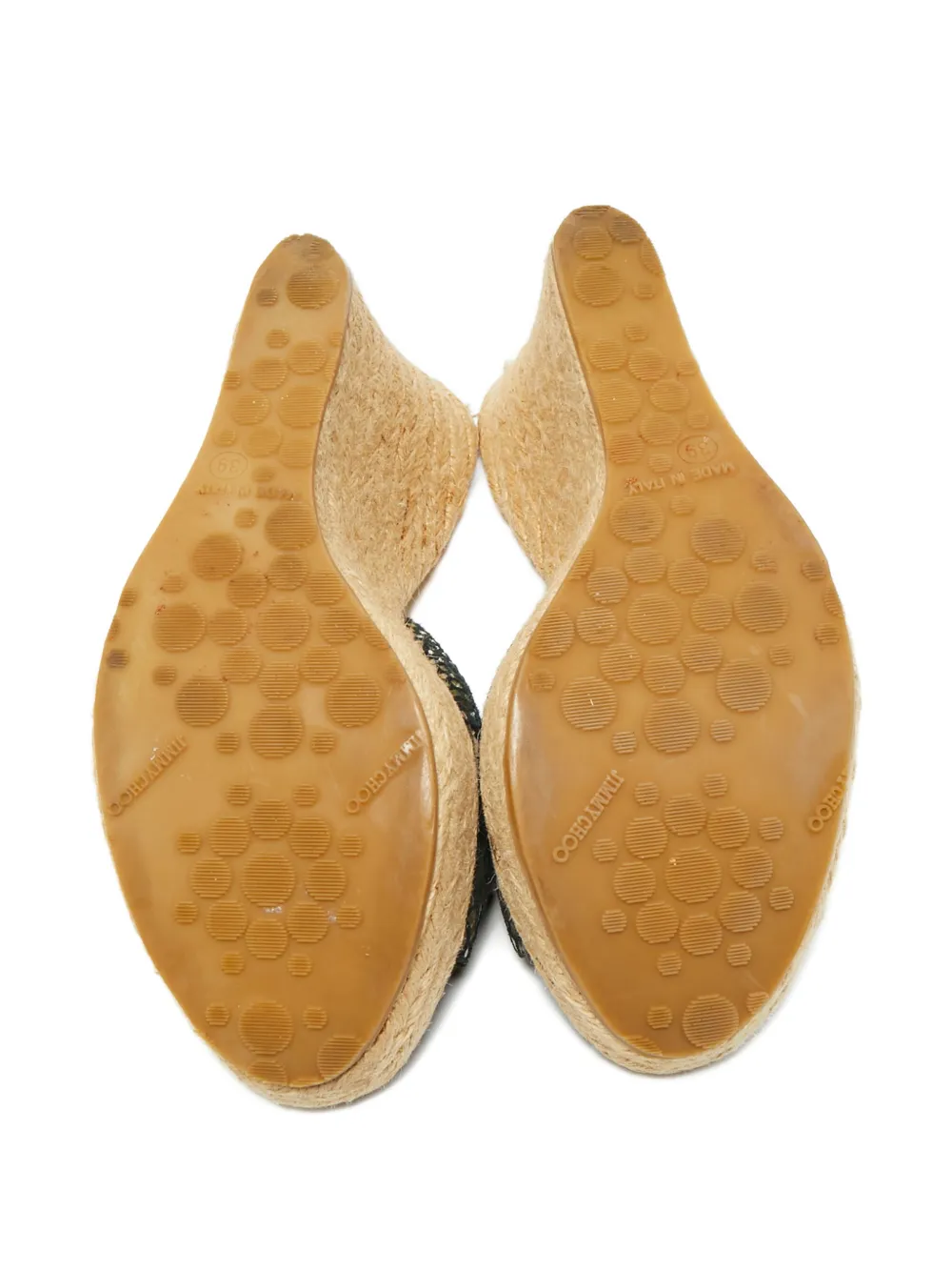 Jimmy Choo Pre-Owned Narisa embossed-leather heeled espadrilles - Zwart