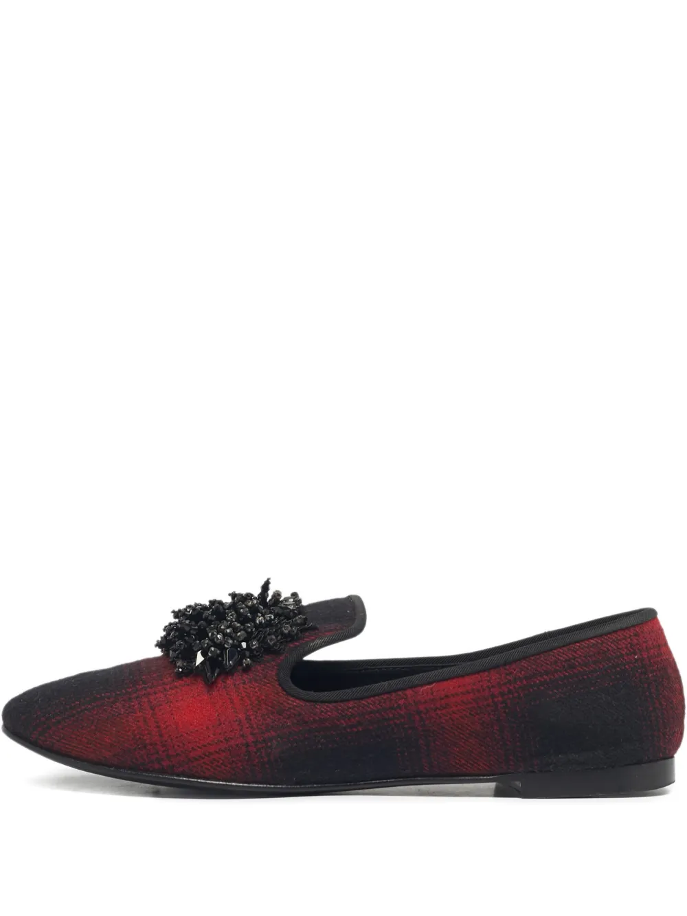 Giuseppe Zanotti Vintage fabric crystal-embellished loafers - Rosso