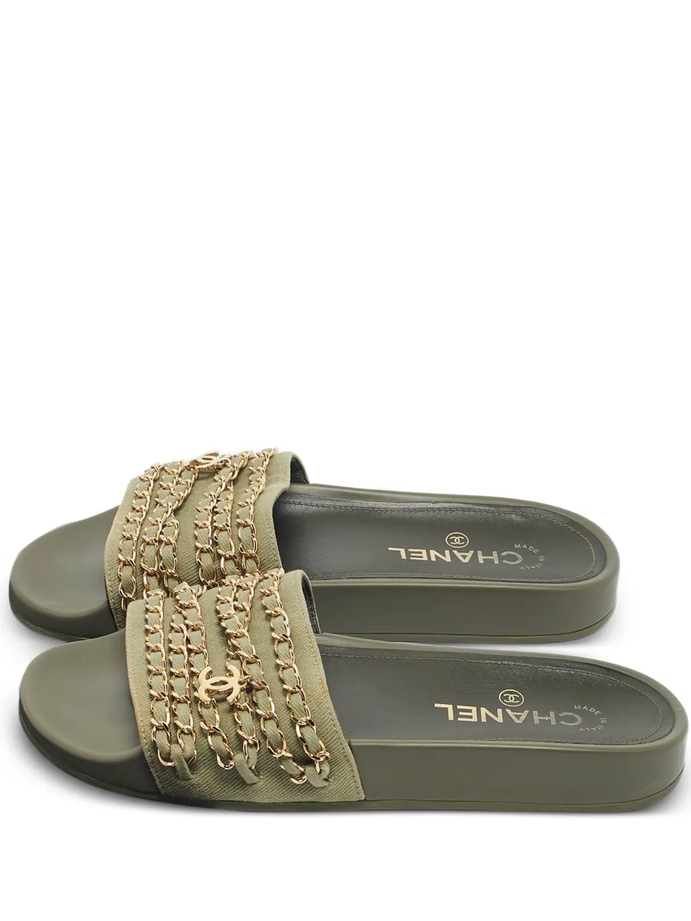 CHANEL Pre-Owned Tropiconic chain slides - Grün