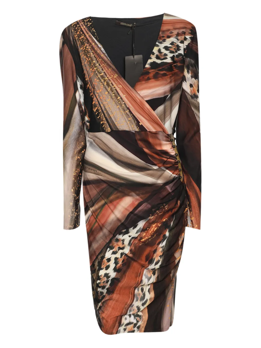 Roberto Cavalli Midikleid mit Animal-Print - Braun
