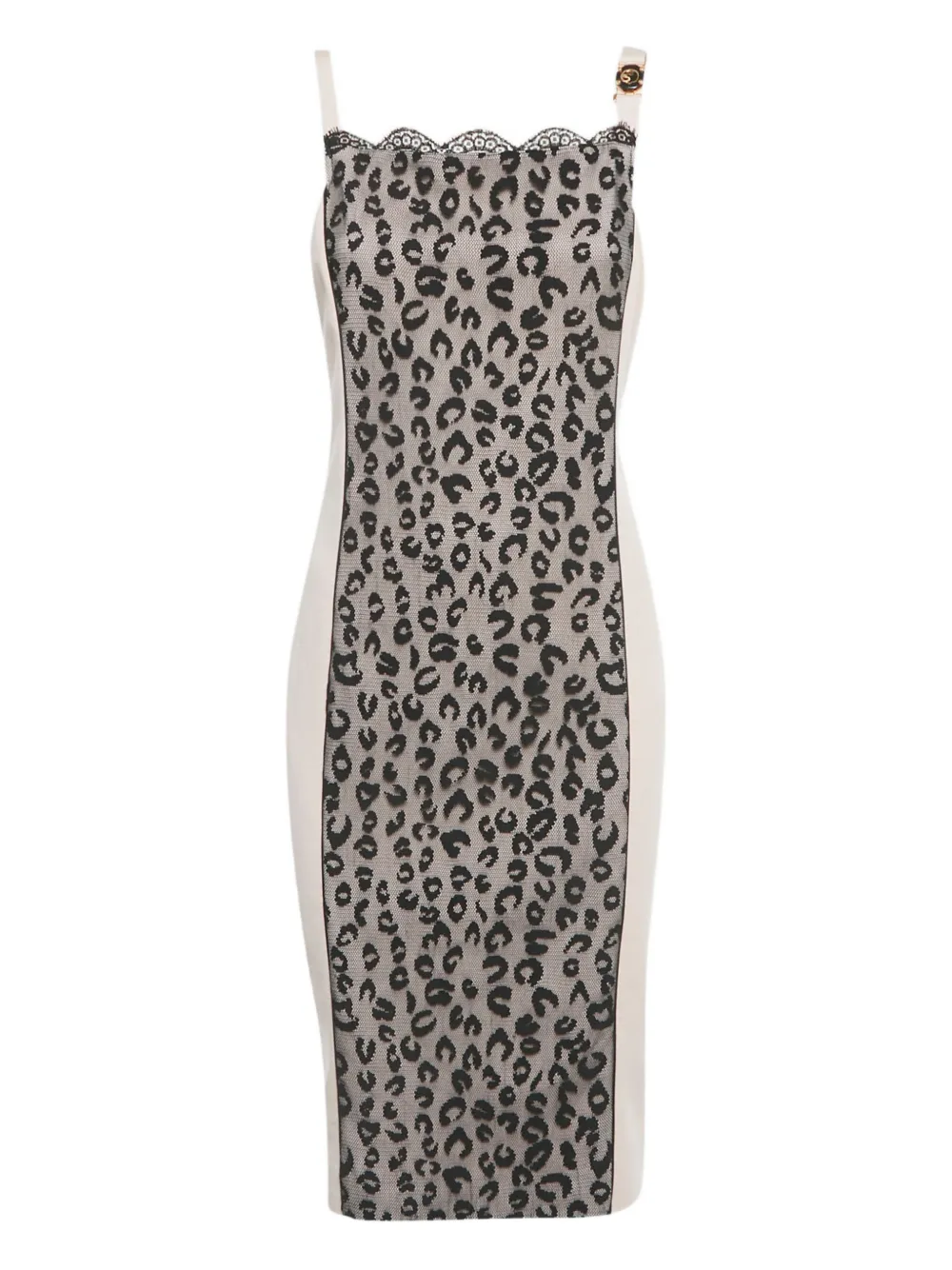 Pre-owned Cavalli Class Leopard-print Mesh Midi Dress In Pink