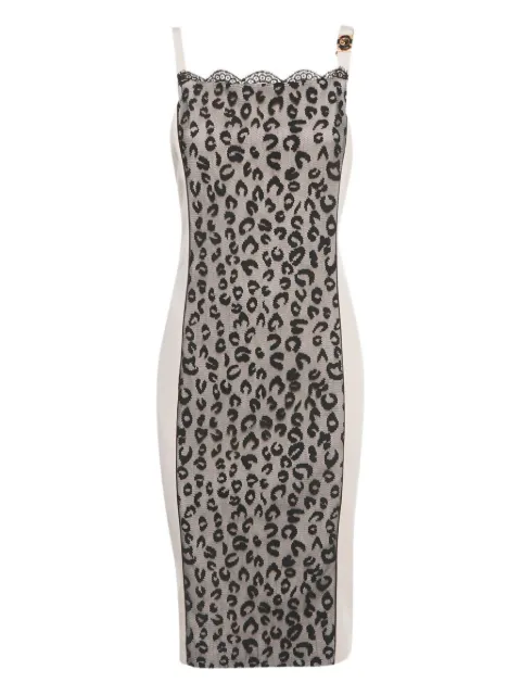 Cavalli Class leopard-print mesh midi dress