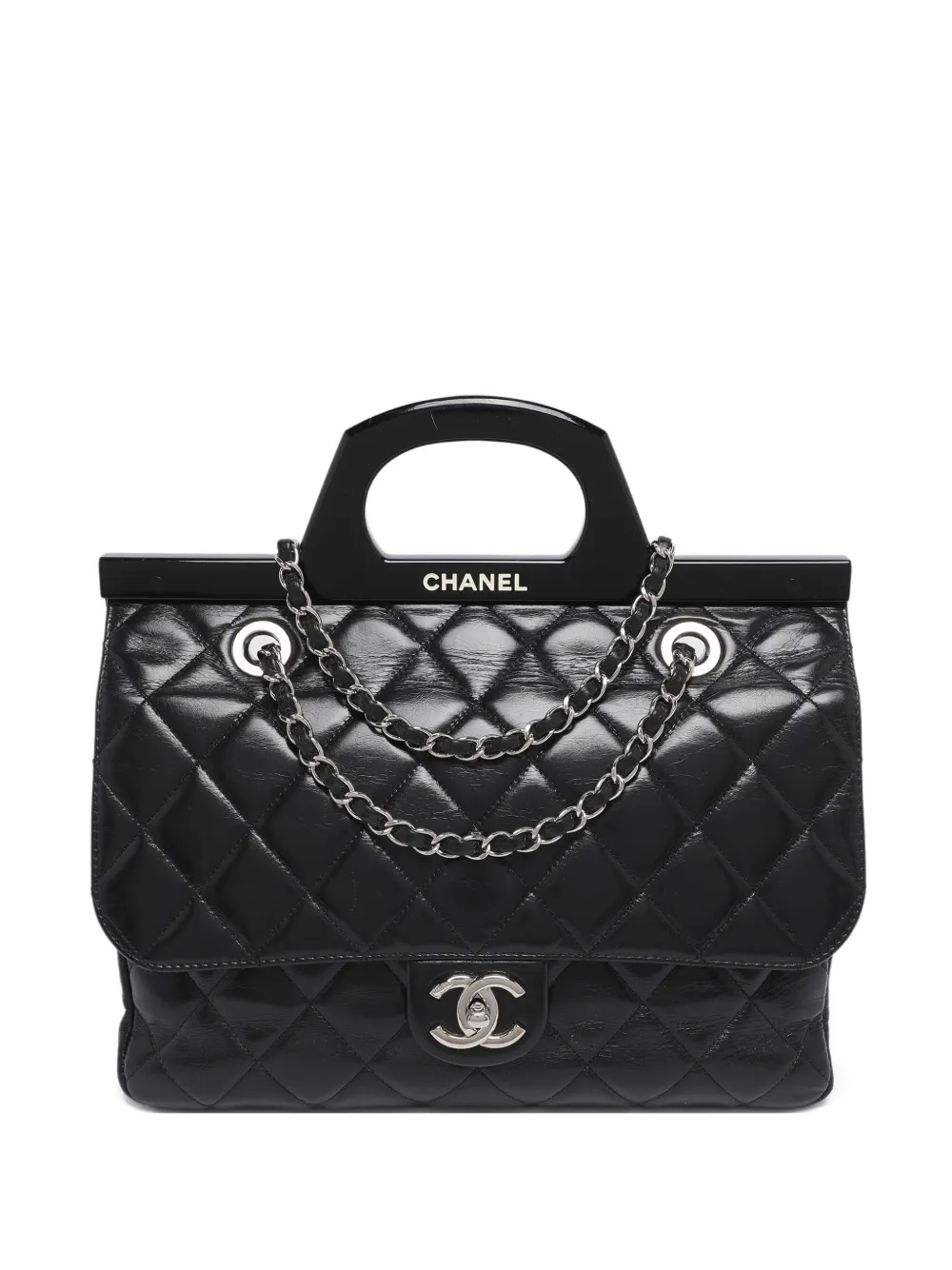 Pre-owned Chanel 2014-2015 Cc Delivery Tote Bag In Black