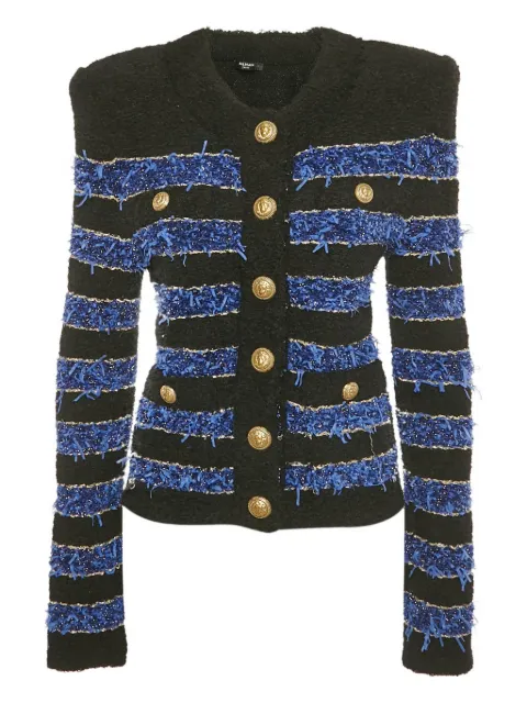 Balmain Pre-Owned chamarra de tweed sin cuello