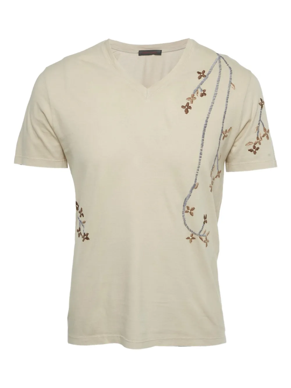 Roberto Cavalli floral-embroidered T-shirt - Toni neutri