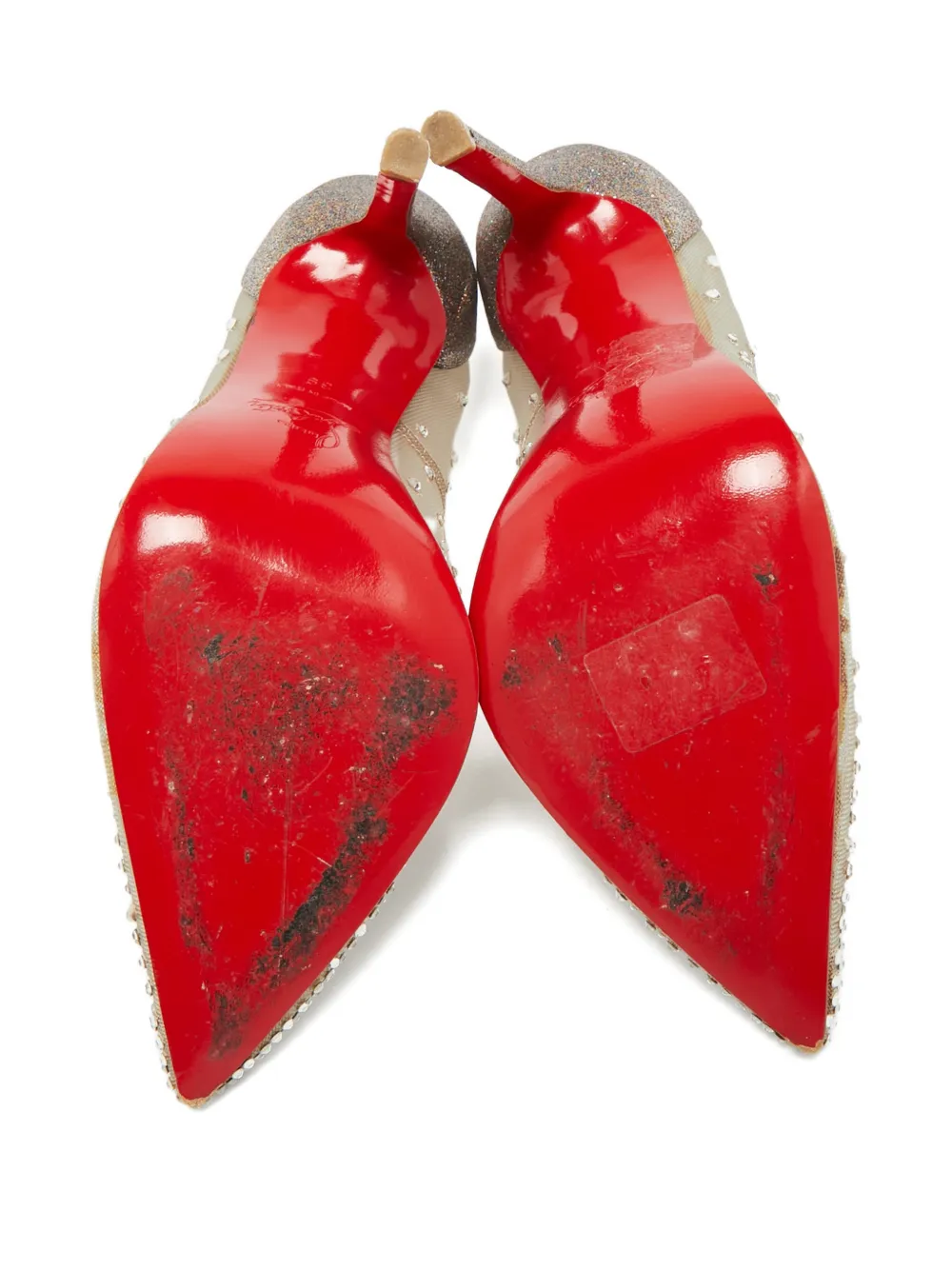 Christian Louboutin Pre-Owned Follies Strass embellished pumps - Beige