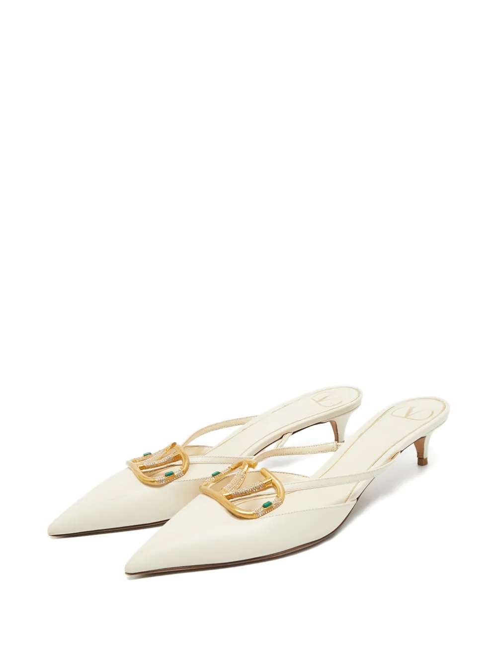 Valentino Garavani Pre-Owned leather Vlogo mules - Beige