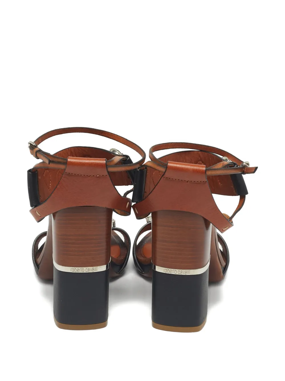 Roberto Cavalli leather crystal sandals - Zwart