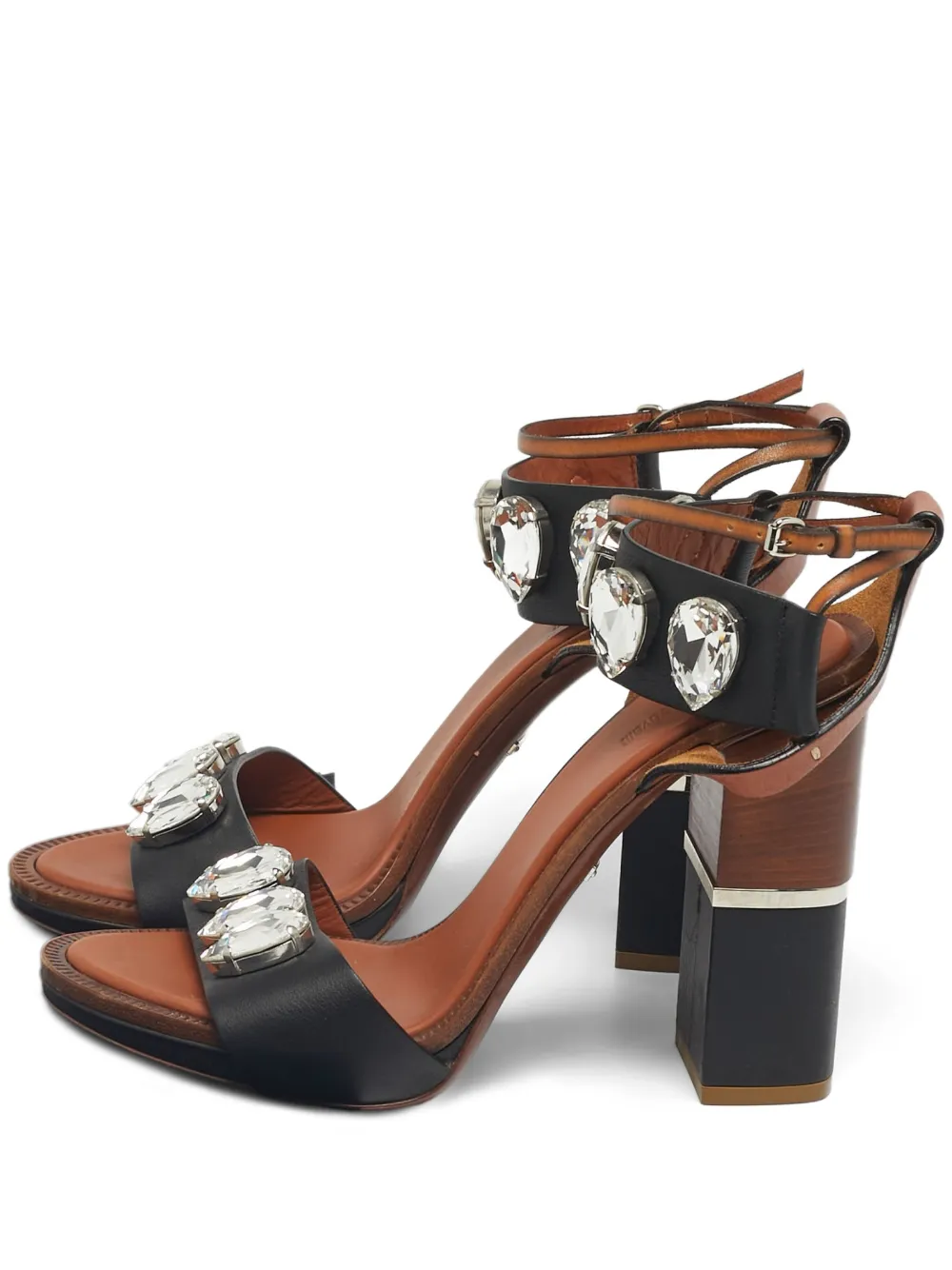 Roberto Cavalli leather crystal sandals - Nero