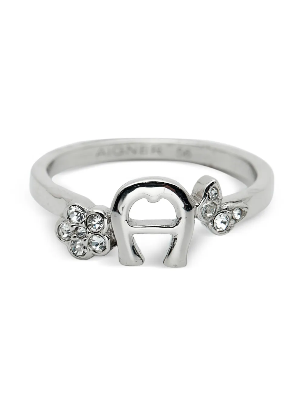 Aigner Vintage crystal logo ring - Argento