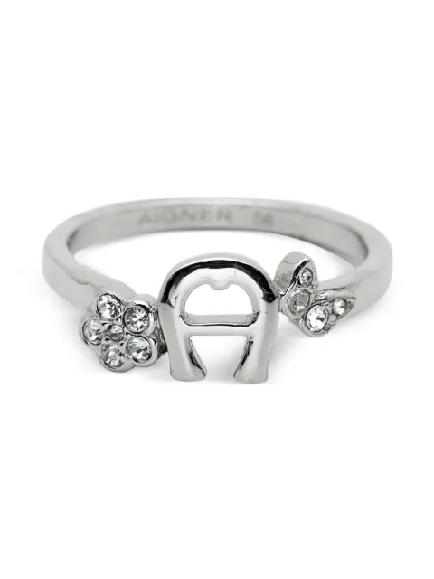Aigner Vintage crystal logo ring