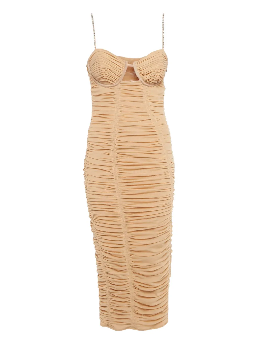 Self-Portrait ruched strap midi dress | Neutrals | Image 1