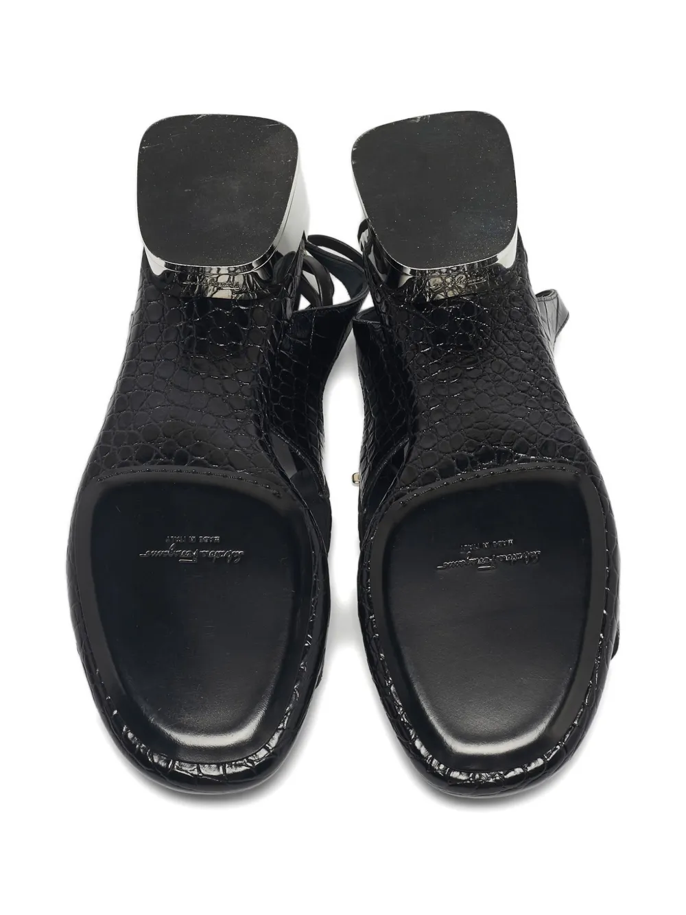 Ferragamo Pre-Owned Glorja croc-embossed sandals - Zwart