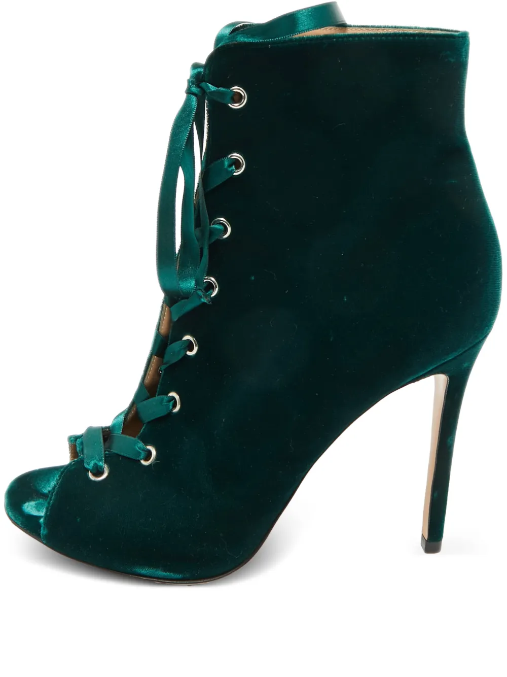 Gianvito Rossi Miral velvet lace-up ankle boots - Verde