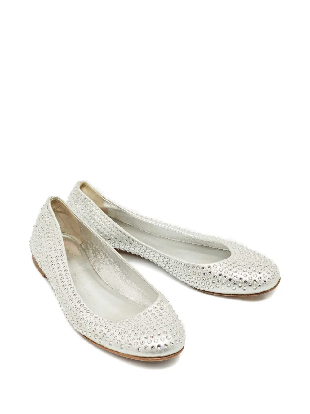 Giuseppe Zanotti Vintage crystal-leather ballet flats - Zilver