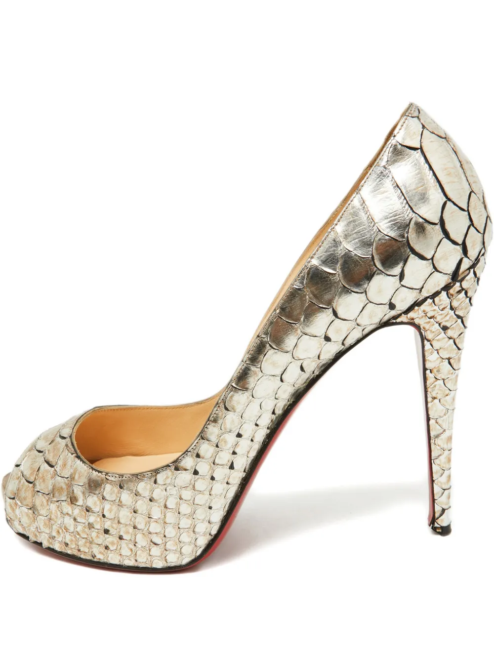Christian Louboutin Pre-Owned python leather peep-toe pumps | Silver | Image 1