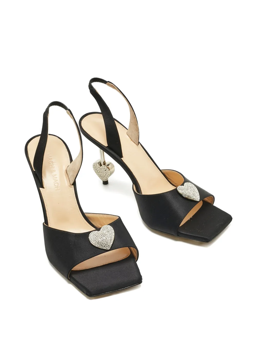 MACH & MACH heart-embellishment slingback sandals - Zwart