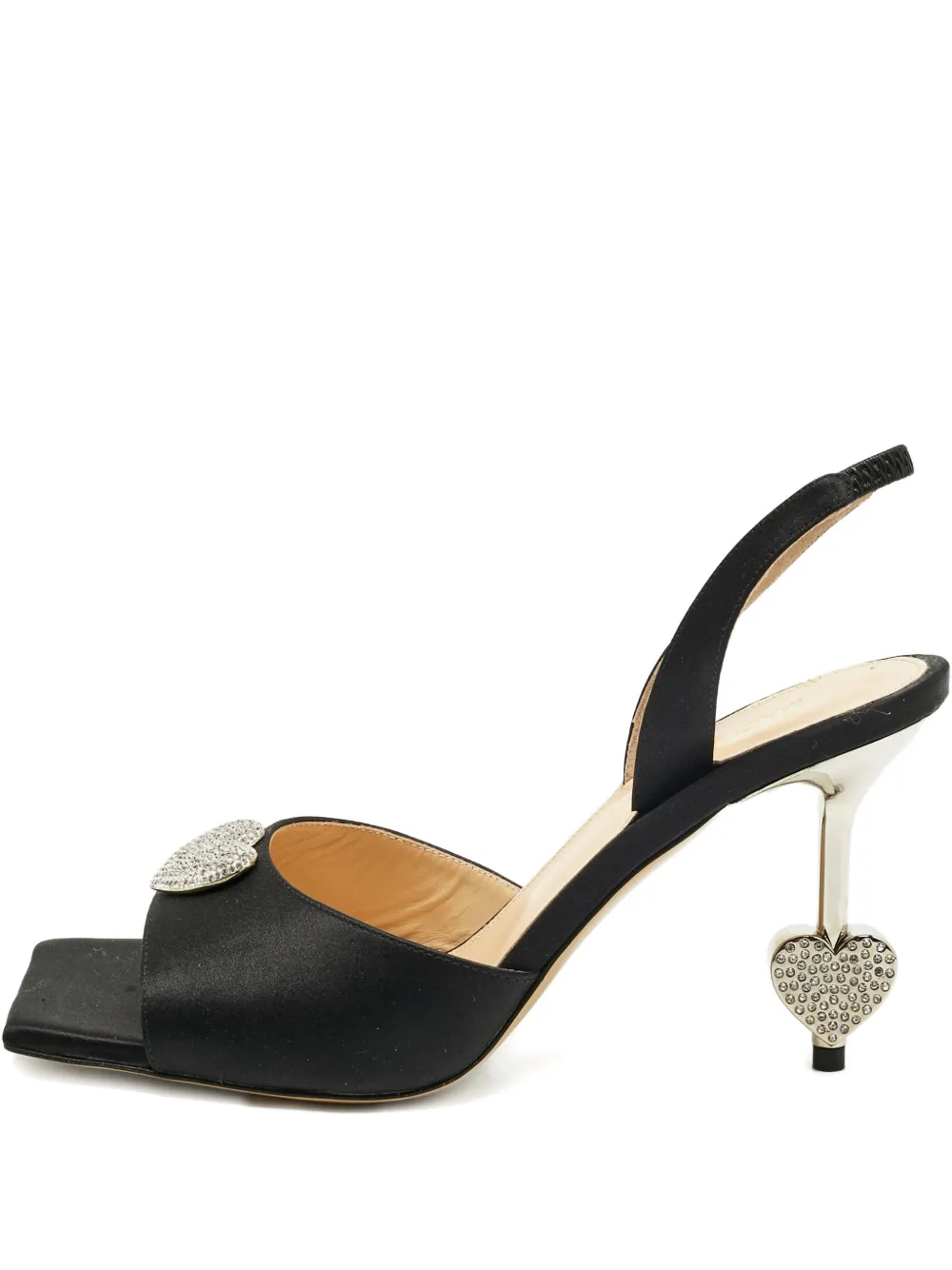 MACH & MACH heart-embellishment slingback sandals - Schwarz