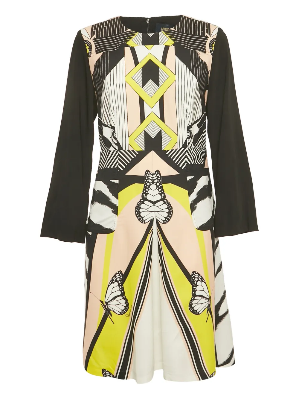 Cavalli Class print long-sleeve midi dress - Nero