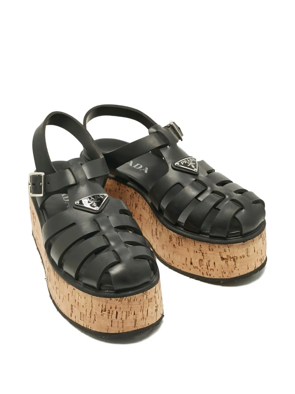 Prada Pre-Owned monolith platform sandals - Zwart