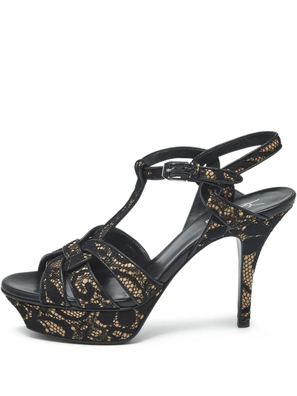Saint Laurent Pre-Owned Tribute platform lace sandals - Schwarz