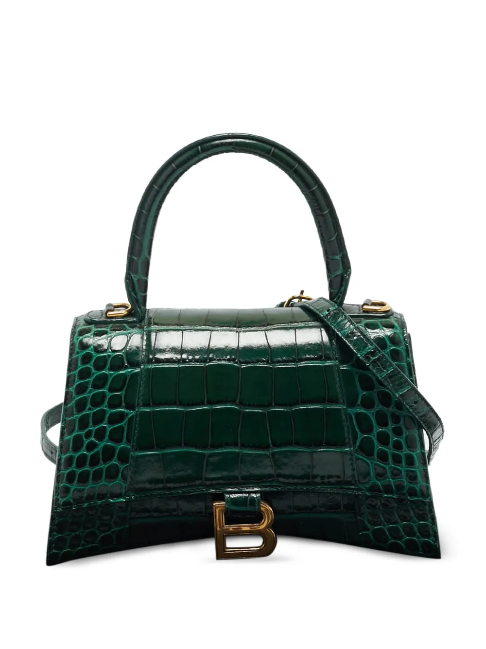 Balenciaga Pre-Owned Borsa tote Hourglass piccola con effetto coccodrillo - Verde