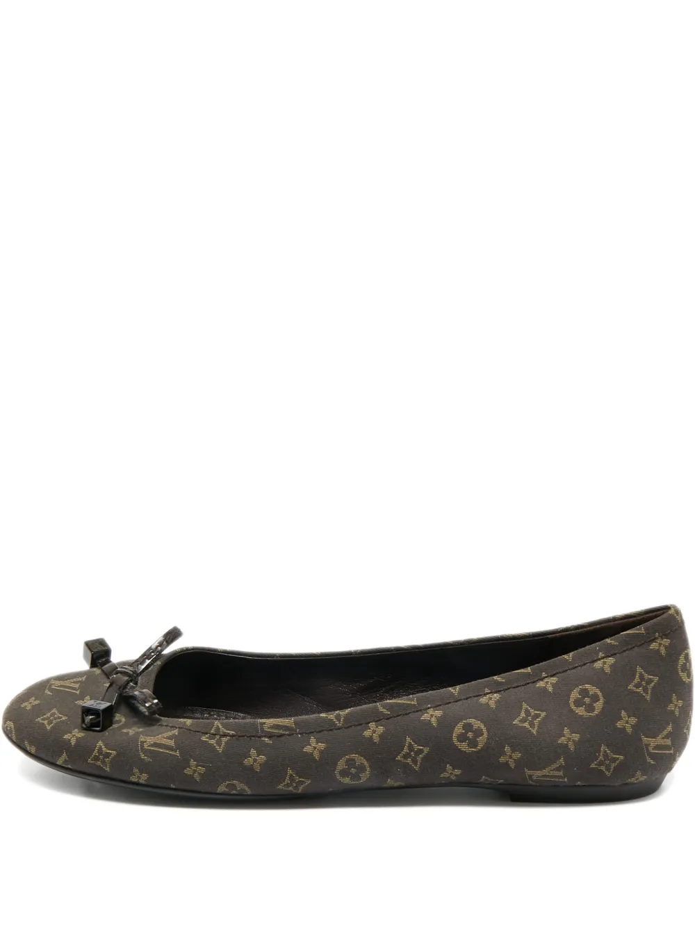 Pre-owned Louis Vuitton Debbie Monogram Bow-detail Ballet Flats In Brown